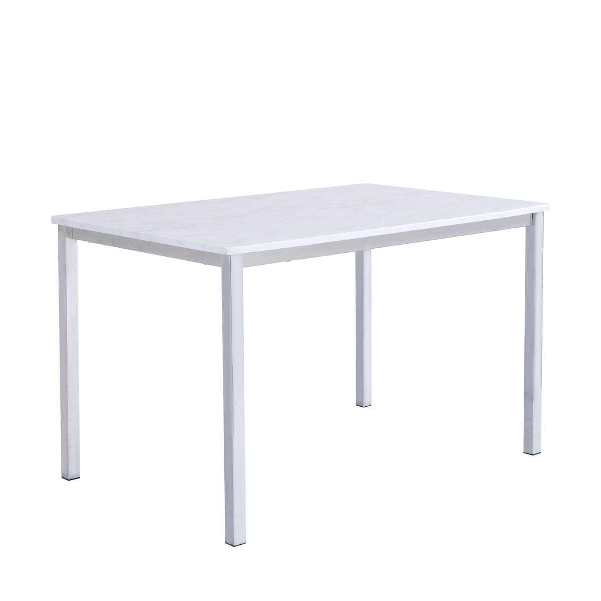 Milo Marble Dining Table with White metal legs