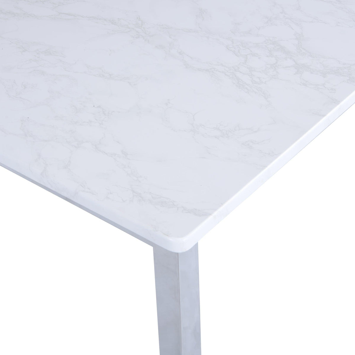 Milo dining table - 6 seater - marble effect and chrome - Laura James