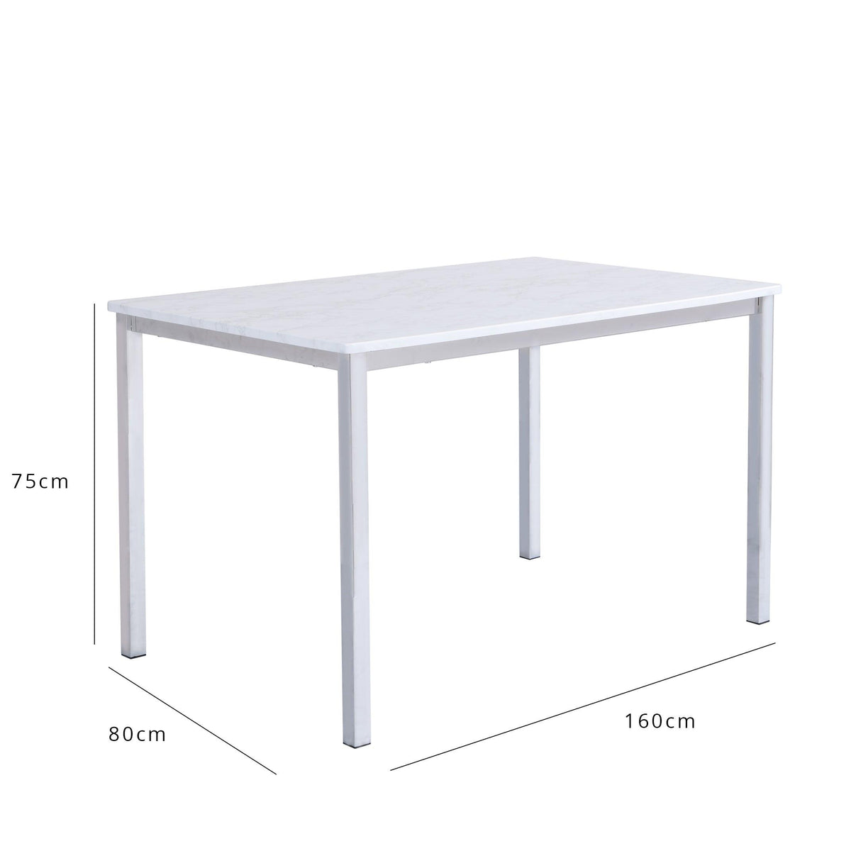 Milo Marble Dining Table with White metal legs