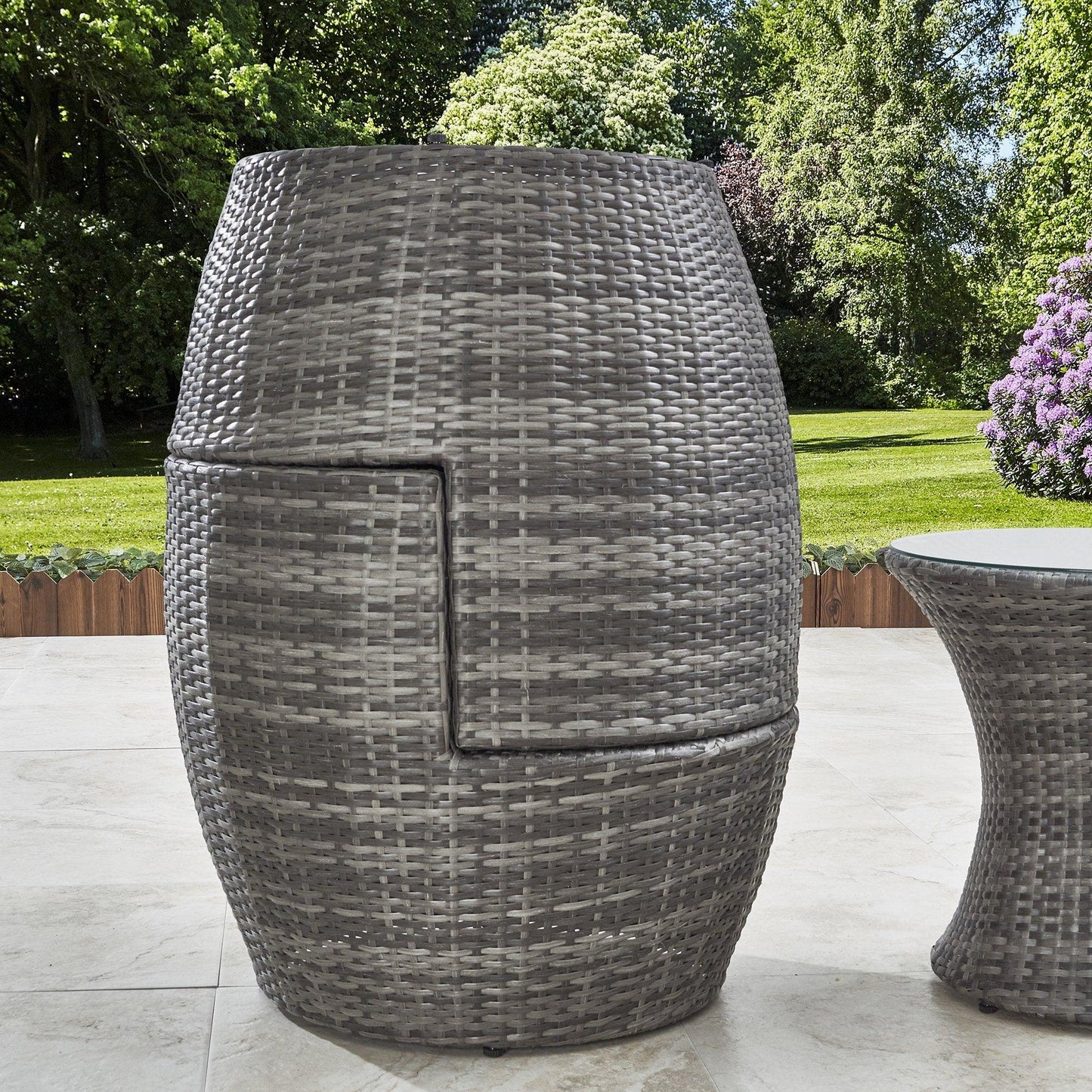2 Seater Rattan Egg Chair Bistro Set - Grey - Laura James