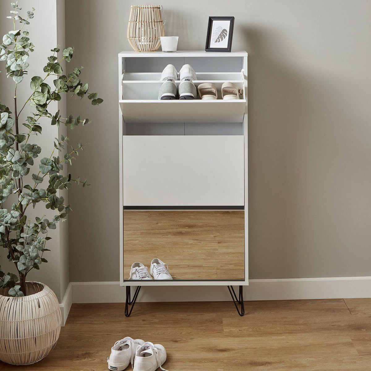 Anderson shoe cabinet - 3 door - white - Laura James
