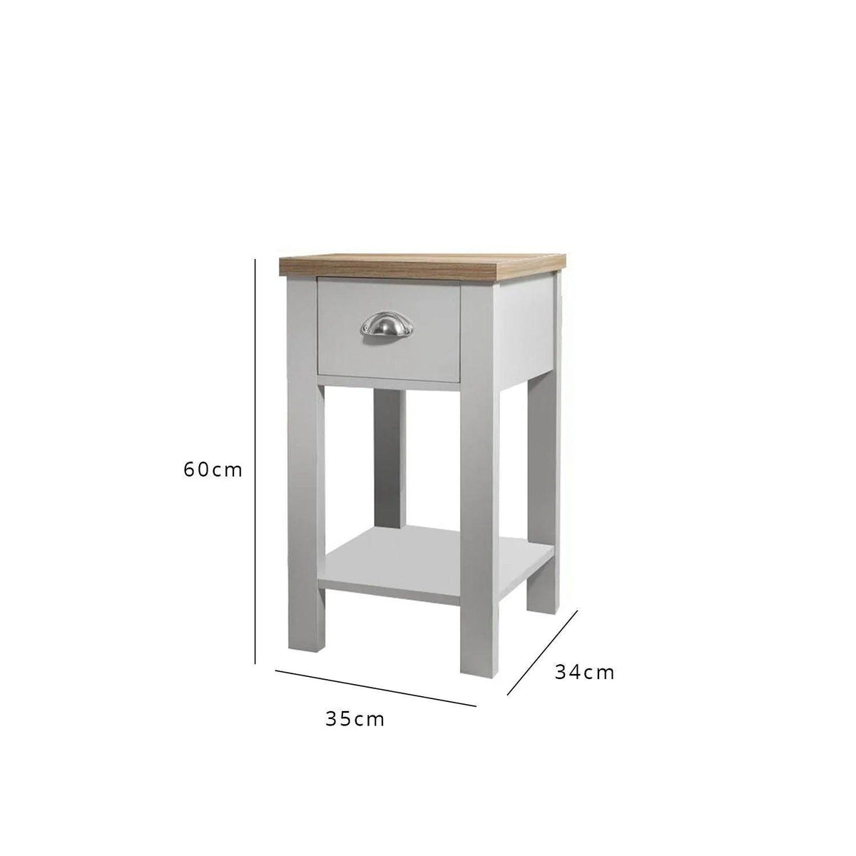 Outlet – Bampton Grey Bedside Table - 1 Drawer - Laura James