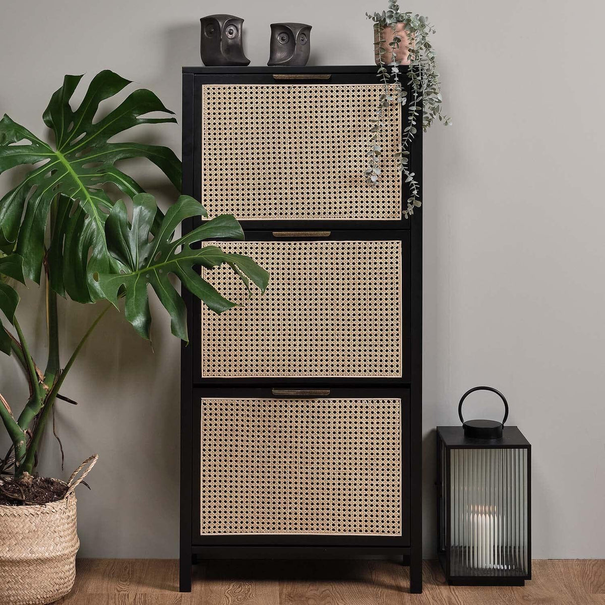 Charlie shoe cabinet - 3 door - black - Laura James