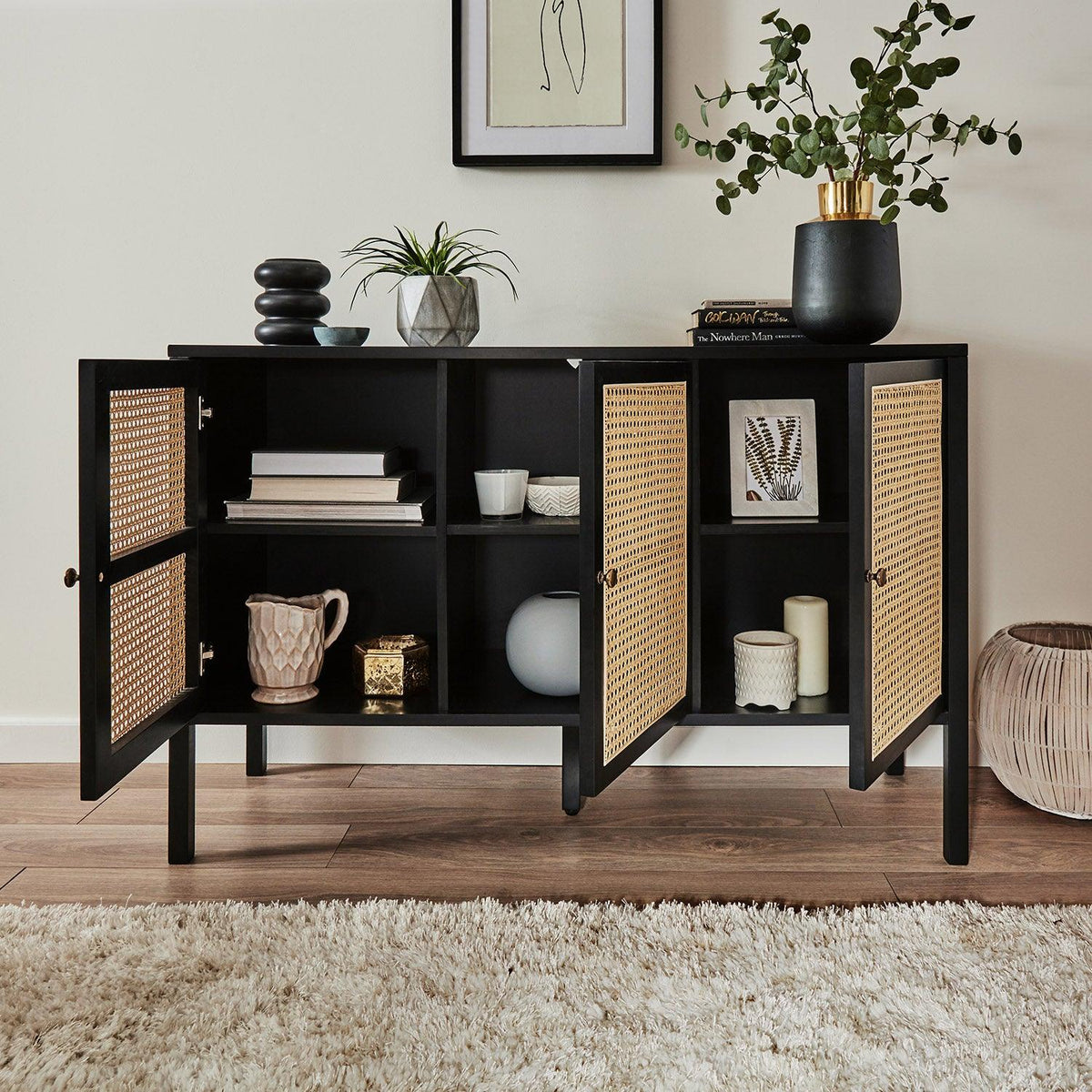 OUTLET - Charlie 3 Door Sideboard - Black