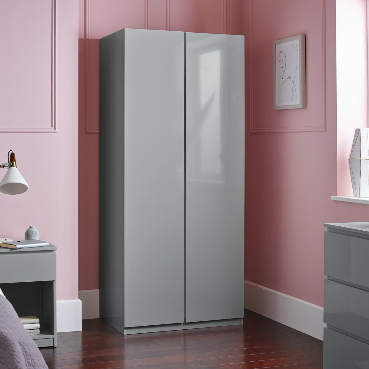 Outlet - Clemmie double Wardrobe - Grey - Laura James