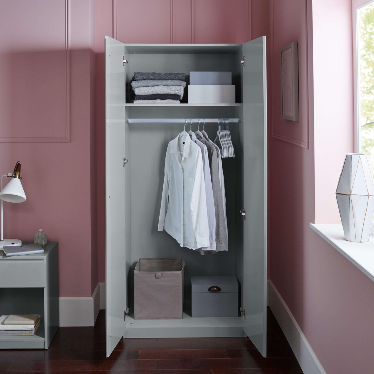 Outlet - Clemmie double Wardrobe - Grey - Laura James