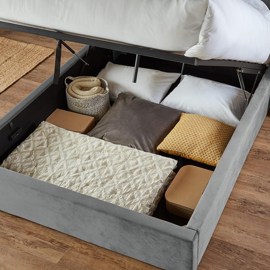 OUTLET-Daisy Double Wingback Ottoman Bed - Grey
