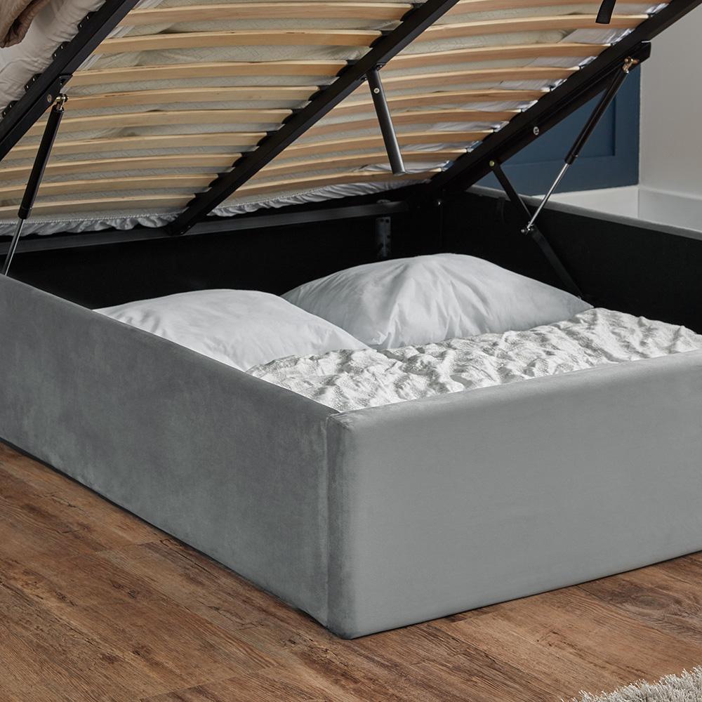 OUTLET-Daisy Double Wingback Ottoman Bed - Grey