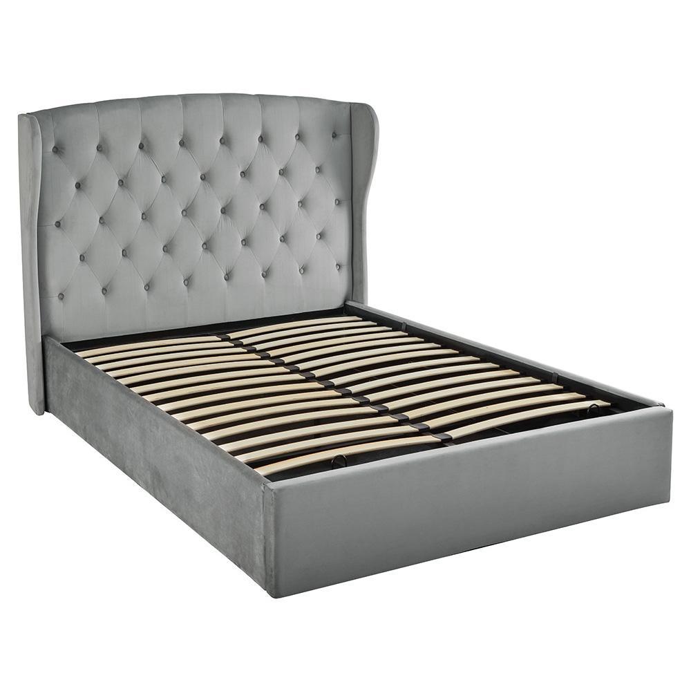 OUTLET-Daisy Double Wingback Ottoman Bed - Grey