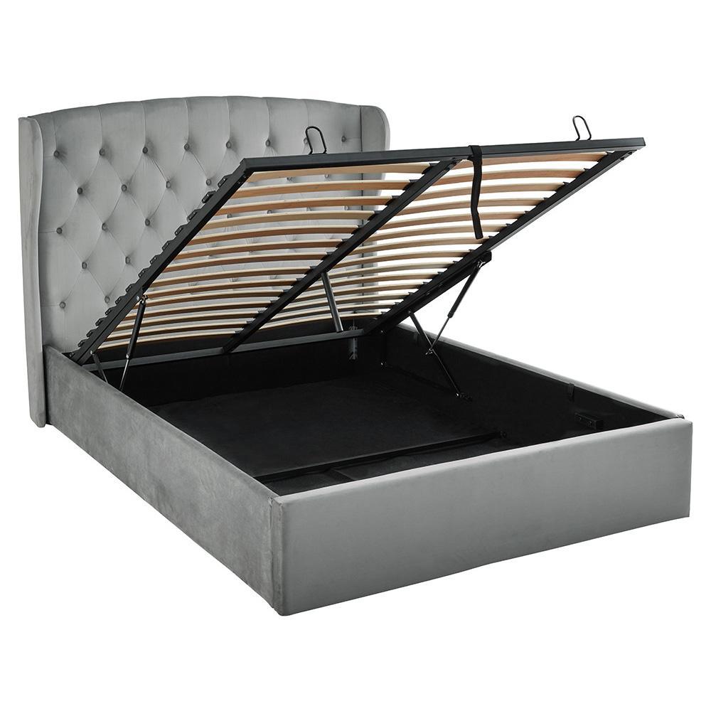 OUTLET-Daisy Double Wingback Ottoman Bed - Grey