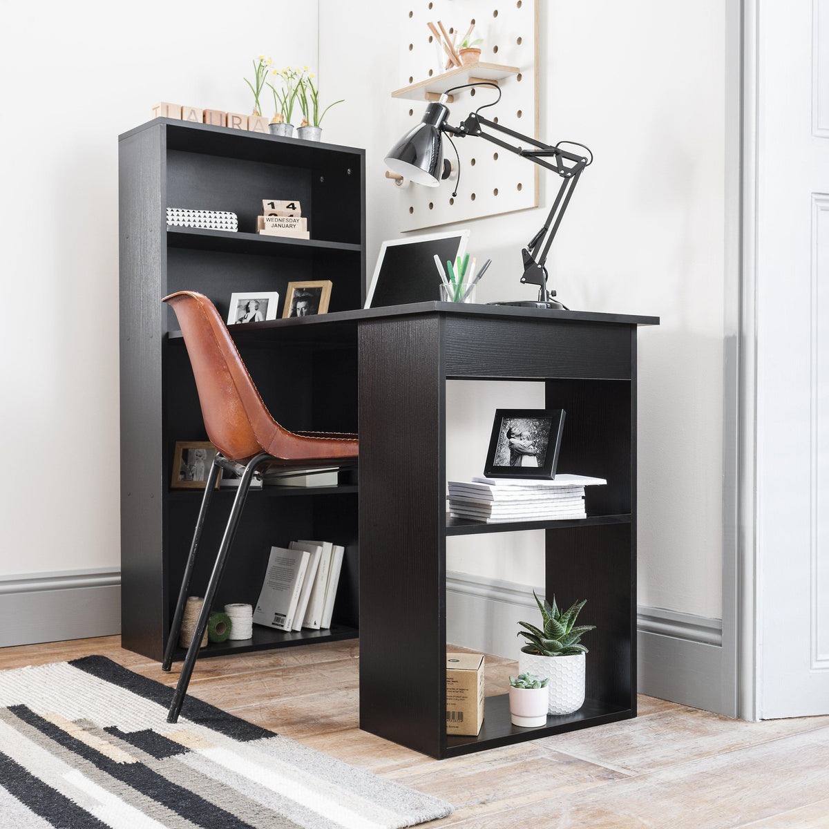 OUTLET-Essie Tall Shelves Desk Black - Laura James