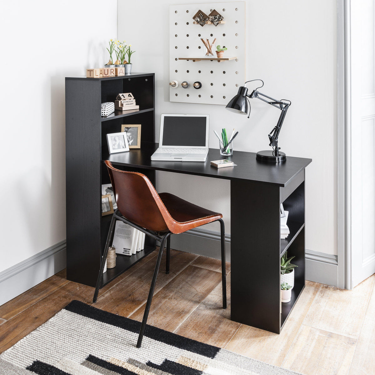 OUTLET-Essie Tall Shelves Desk Black - Laura James