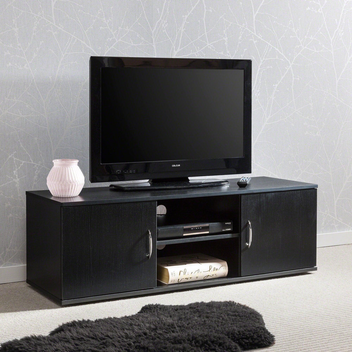 Black TV Unit with Storage and Shelf - Laura James - Laura James