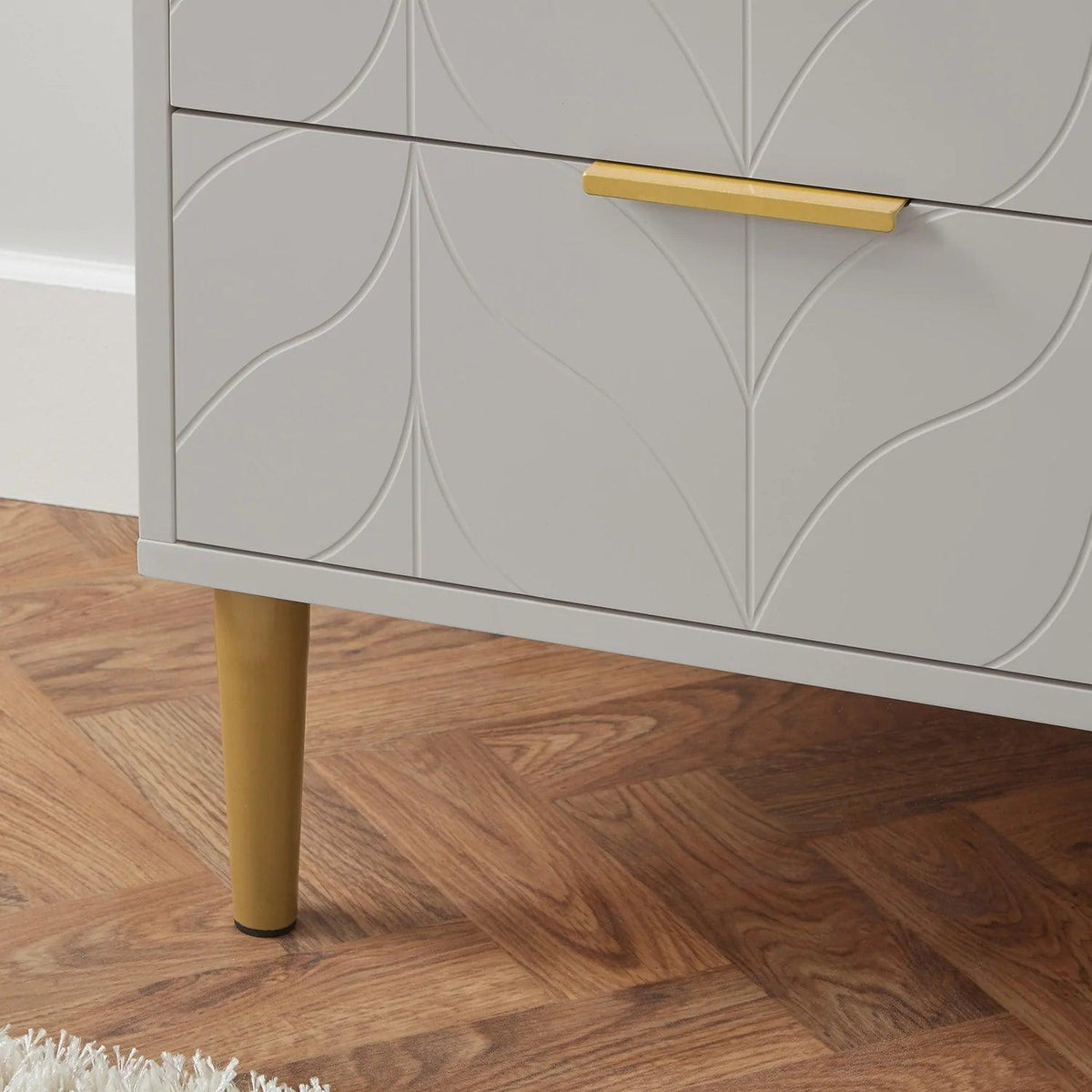 Gloria bedside table - grey and brass effect - Laura James