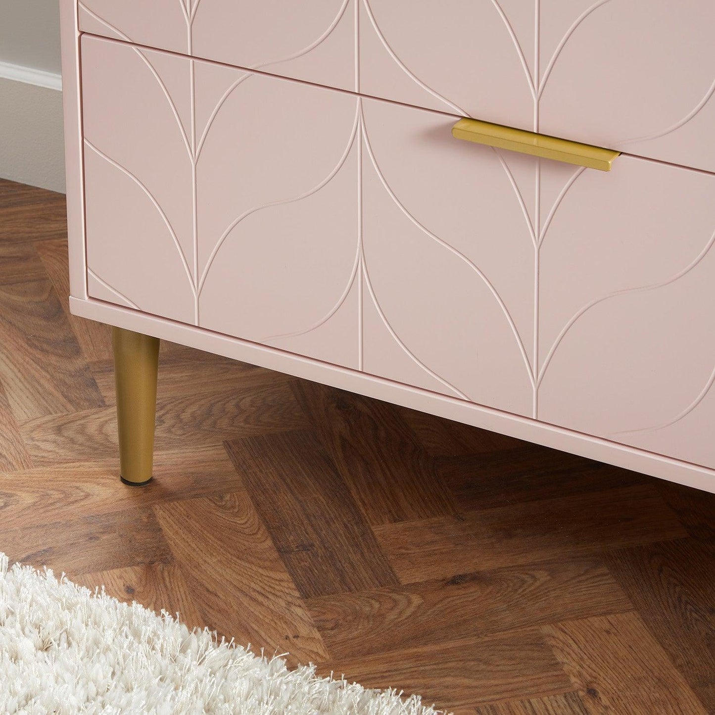 Gloria chest of drawers - pale pink & brass effect - Laura James
