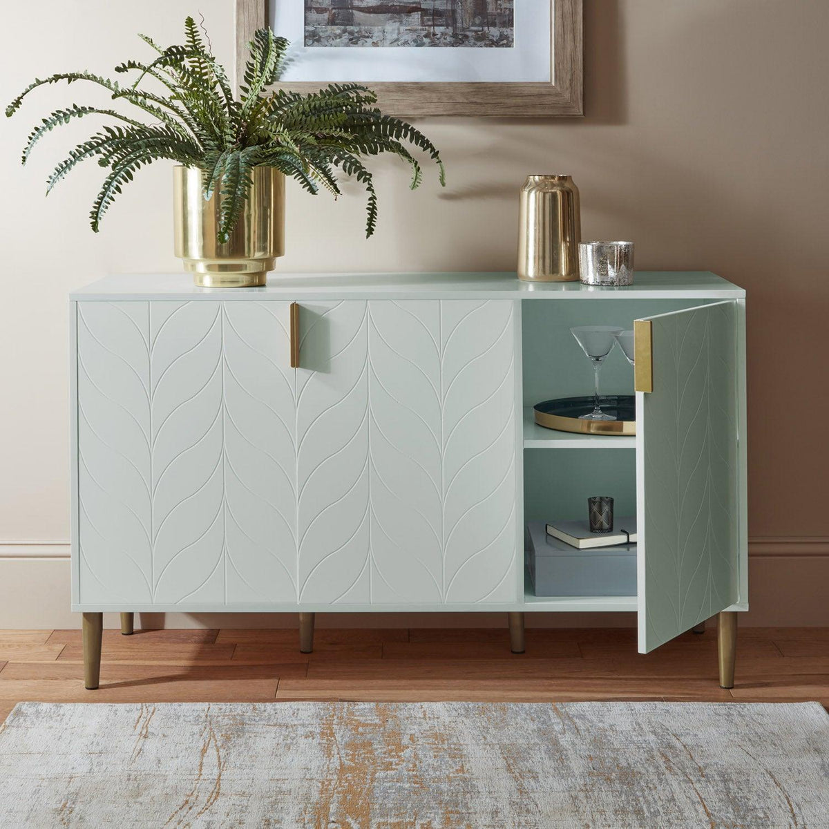 OUTLET-Gloria sideboard - pale sage green and brass effect - Laura James