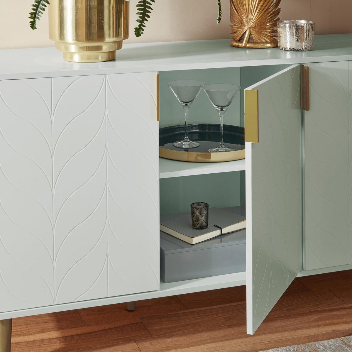 OUTLET-Gloria sideboard - pale sage green and brass effect - Laura James