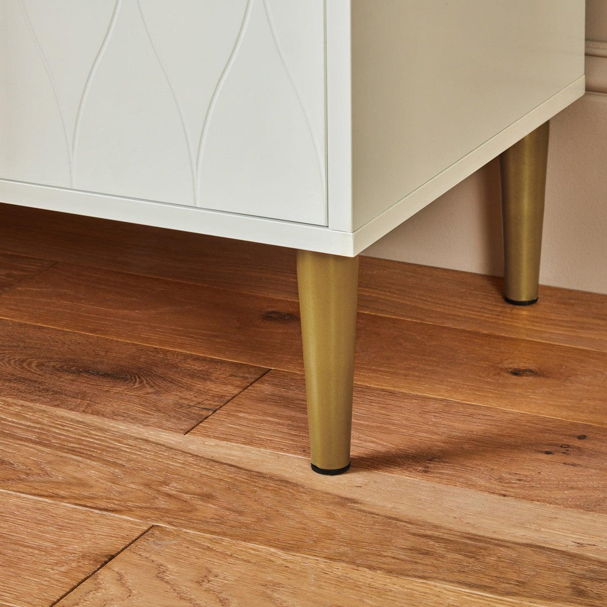 Outlet – Gloria small sideboard - white and brass effect