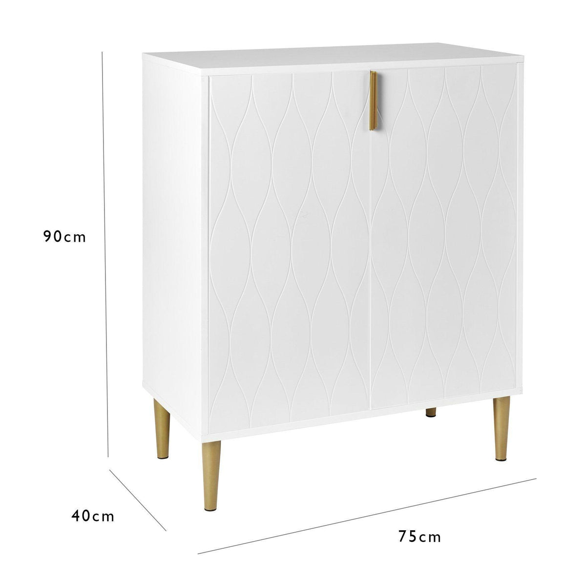Outlet – Gloria small sideboard - white and brass effect