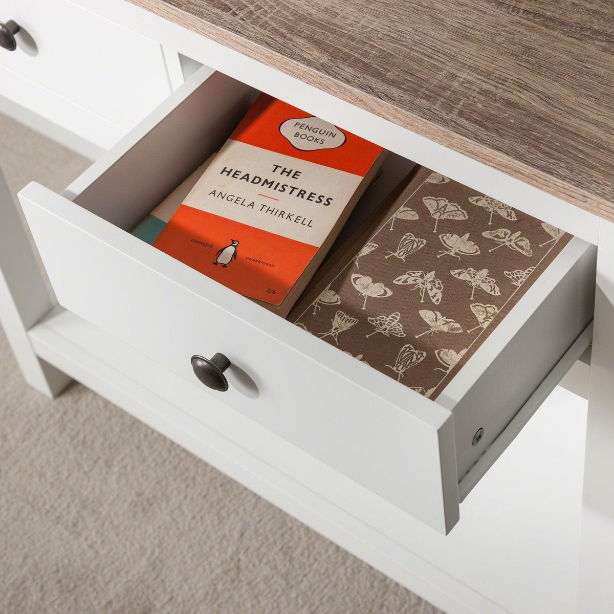 OUTLET-2 Drawer Console Table - White - Laura James