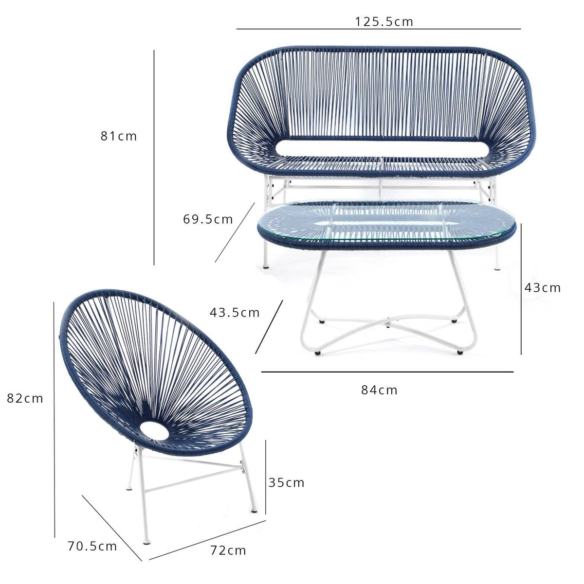 Outlet - Hebe Garden Sofa Set - Navy Blue - Laura James
