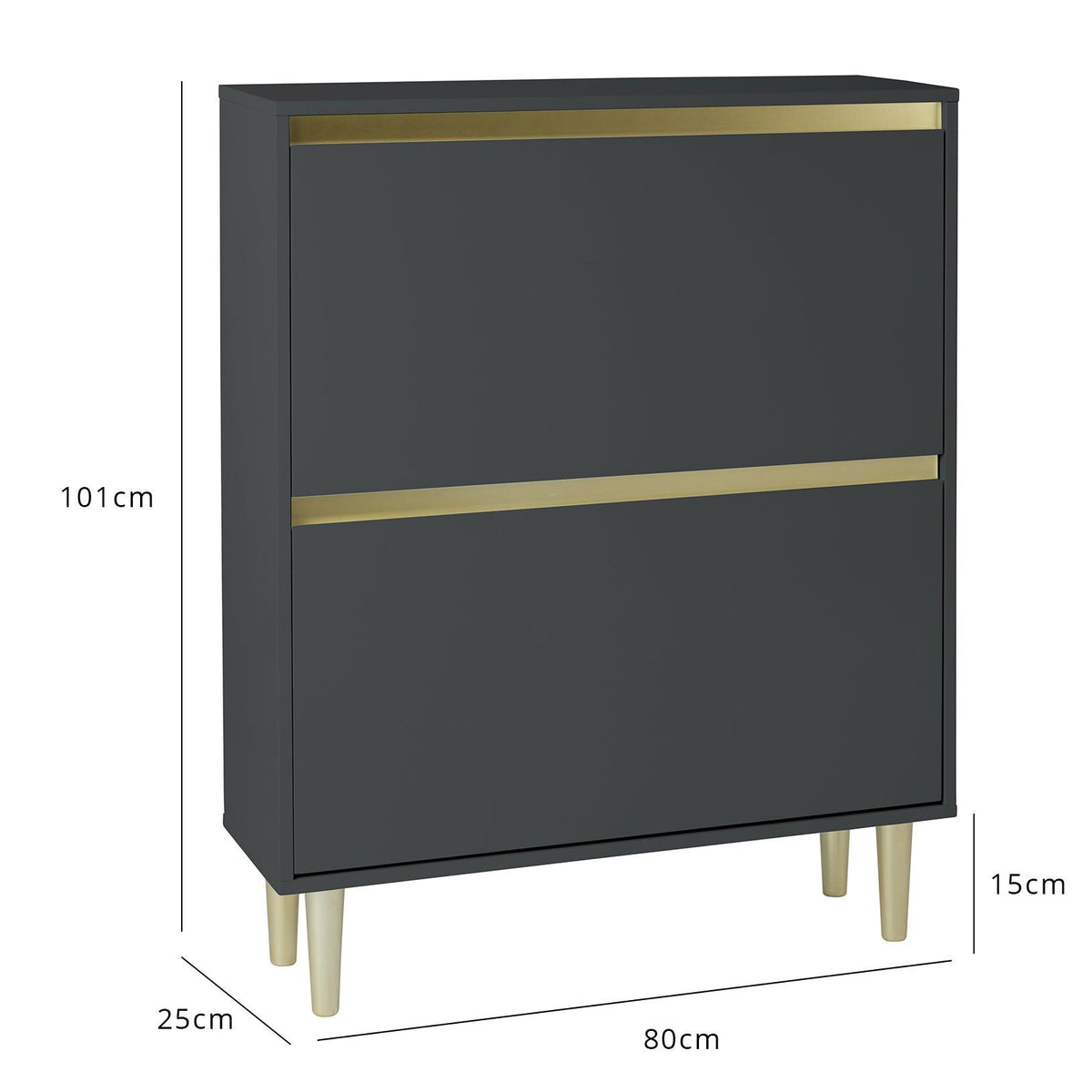 Iliana shoe cabinet - 2 door - charcoal grey - Laura James