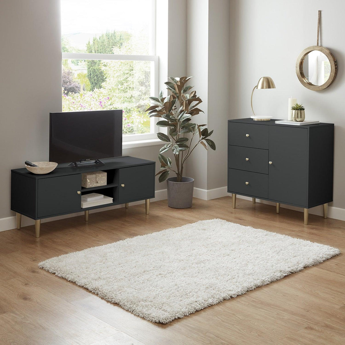 Iliana TV Unit - charcoal grey - Laura James
