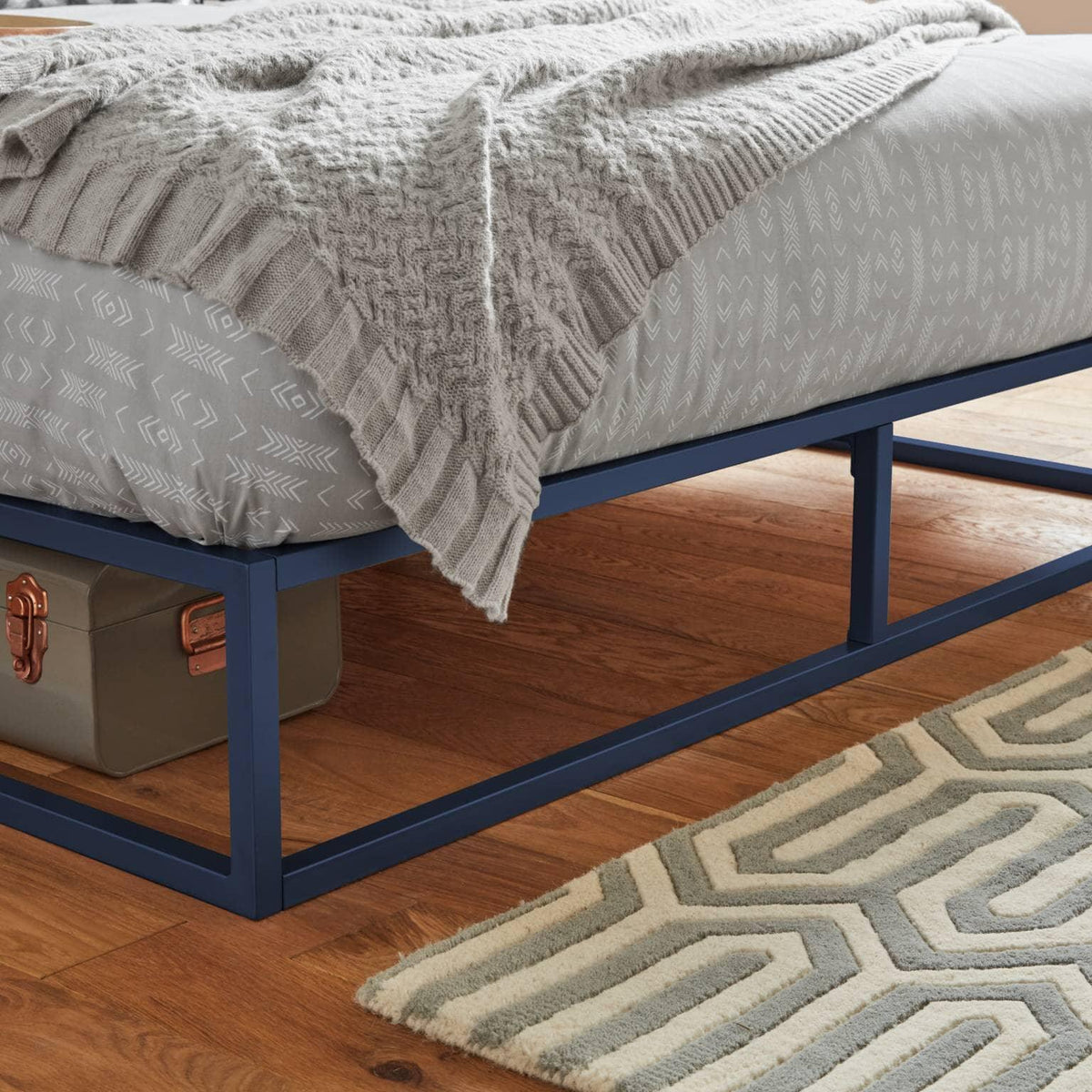 Outlet - Indy Double Platform Bed - Blue Metal - Laura James