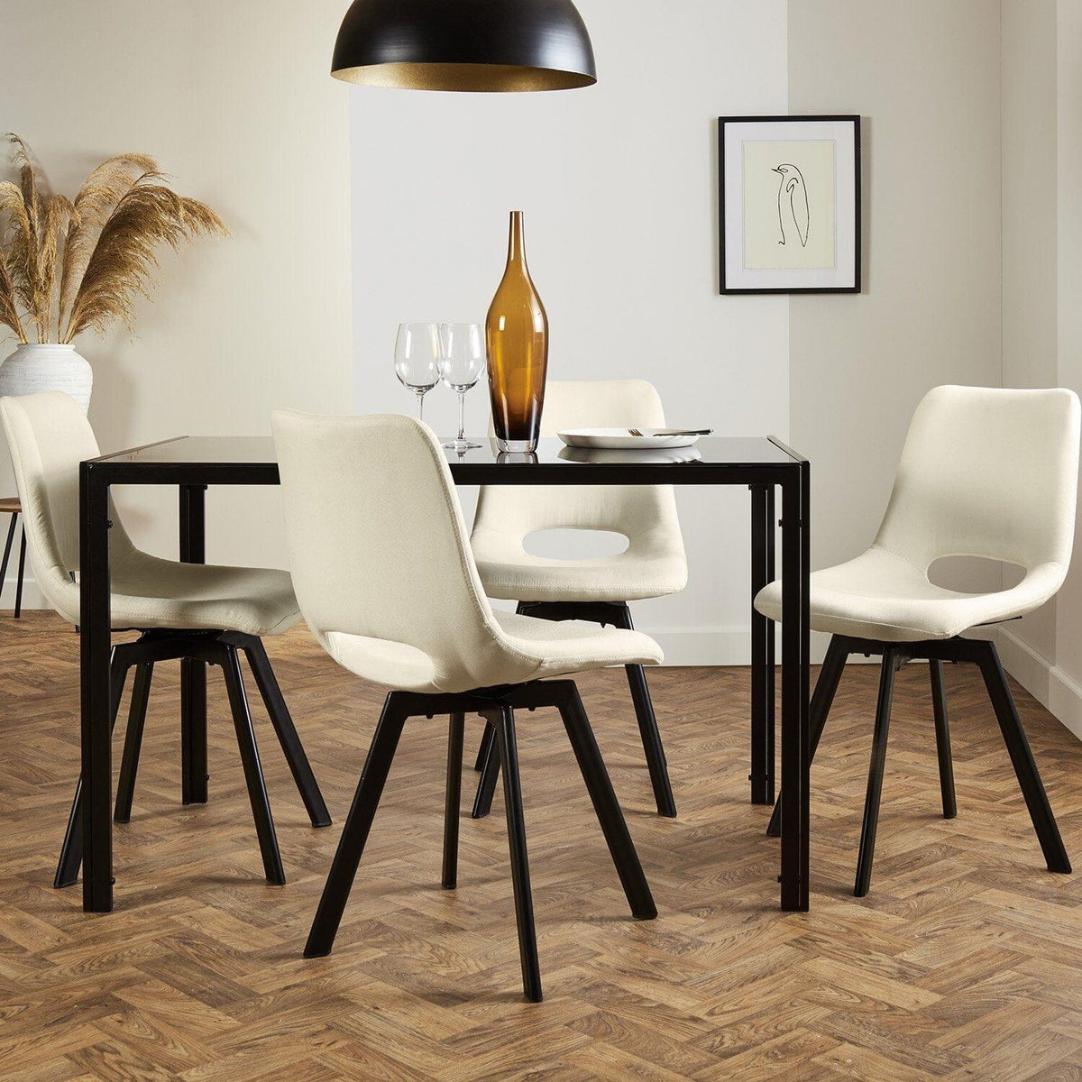 Margot dining chairs x2 - cream and black - Laura James