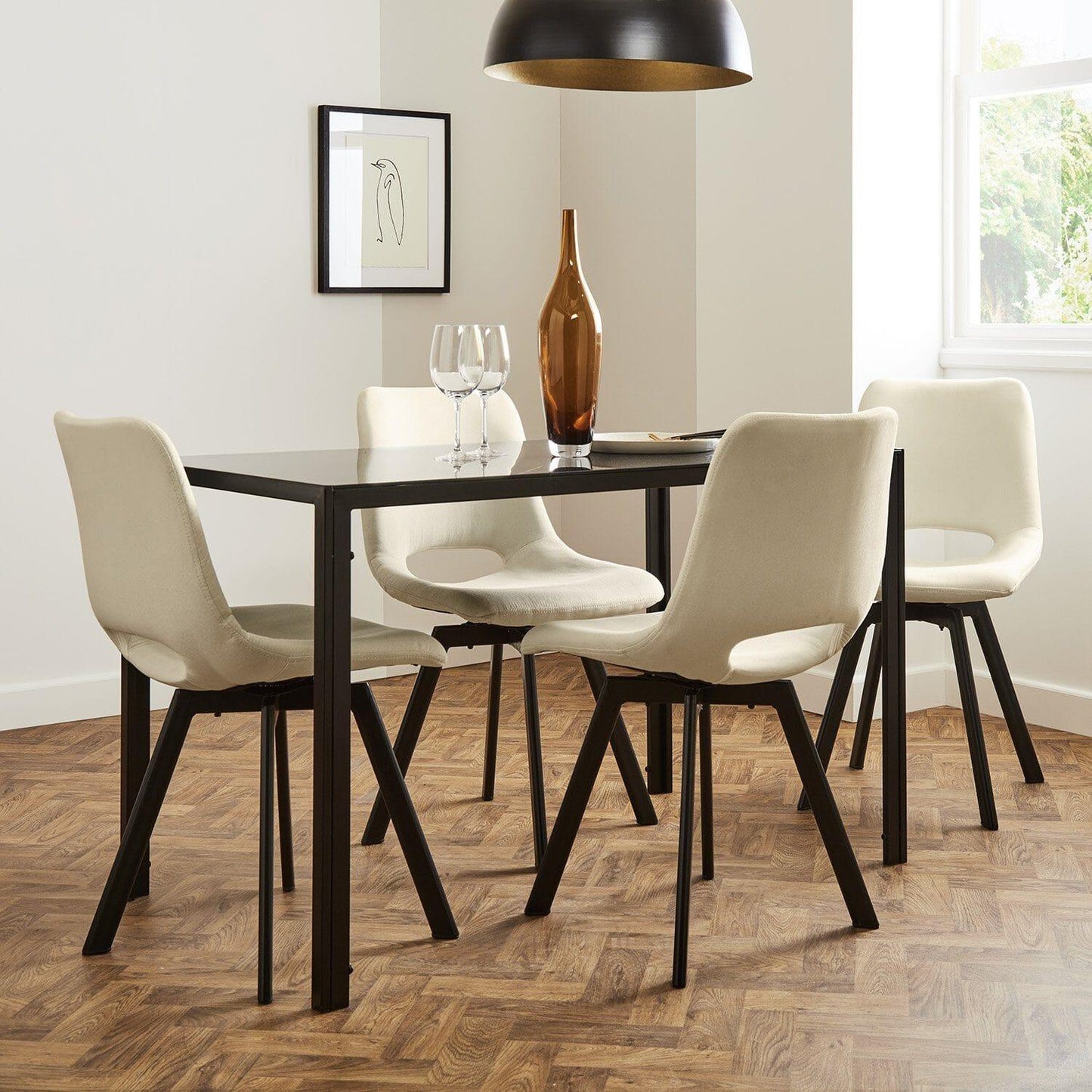 Margot dining chairs x2 - cream and black - Laura James
