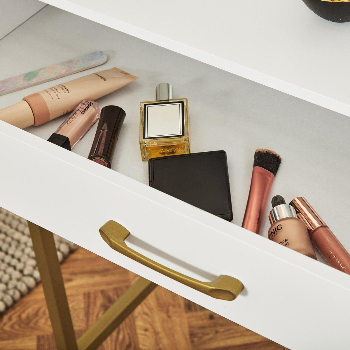 Outlet Marie White Desk with Gold Legs - Laura James