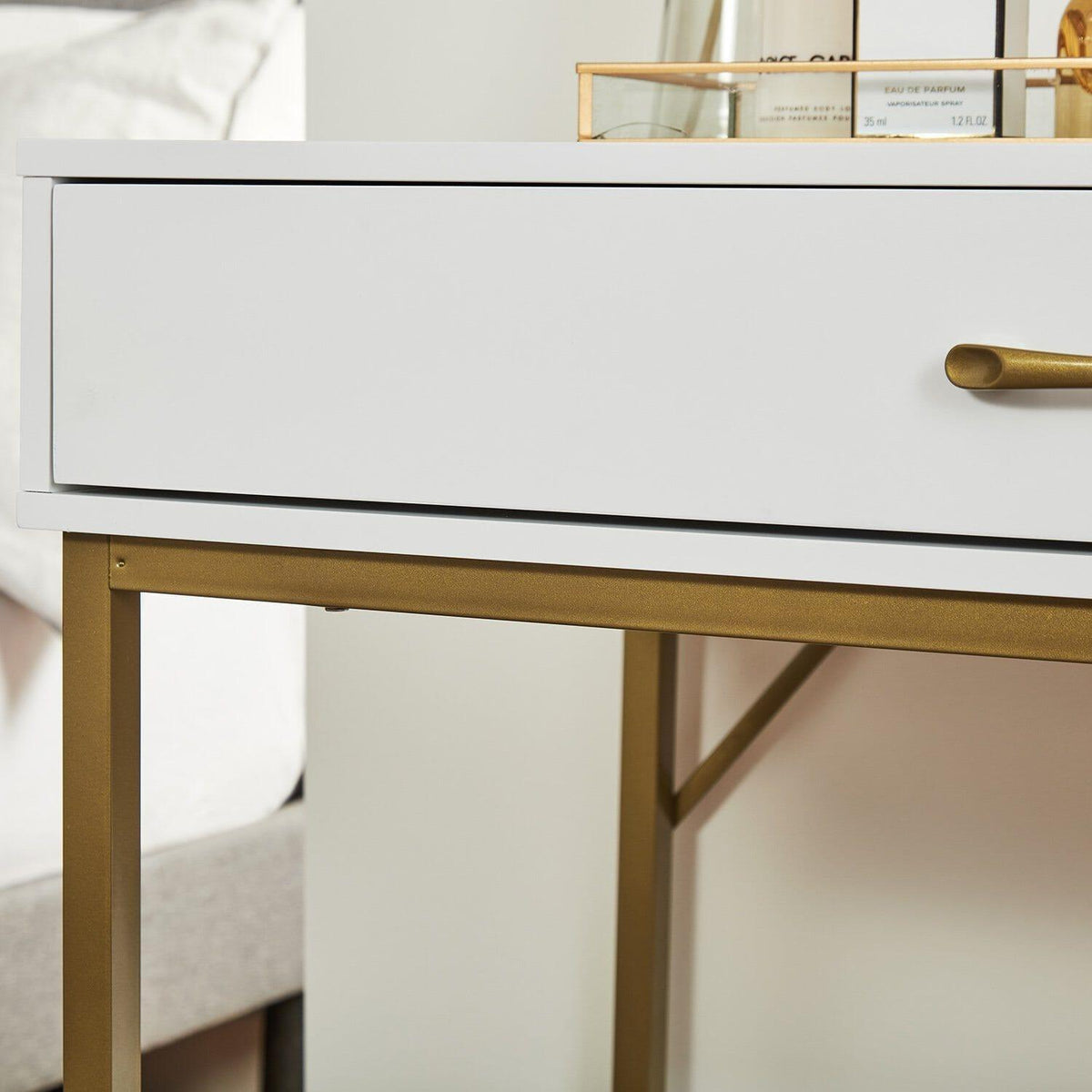 Outlet Marie White Desk with Gold Legs - Laura James