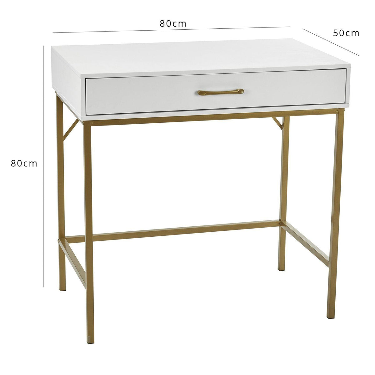 Outlet Marie White Desk with Gold Legs - Laura James