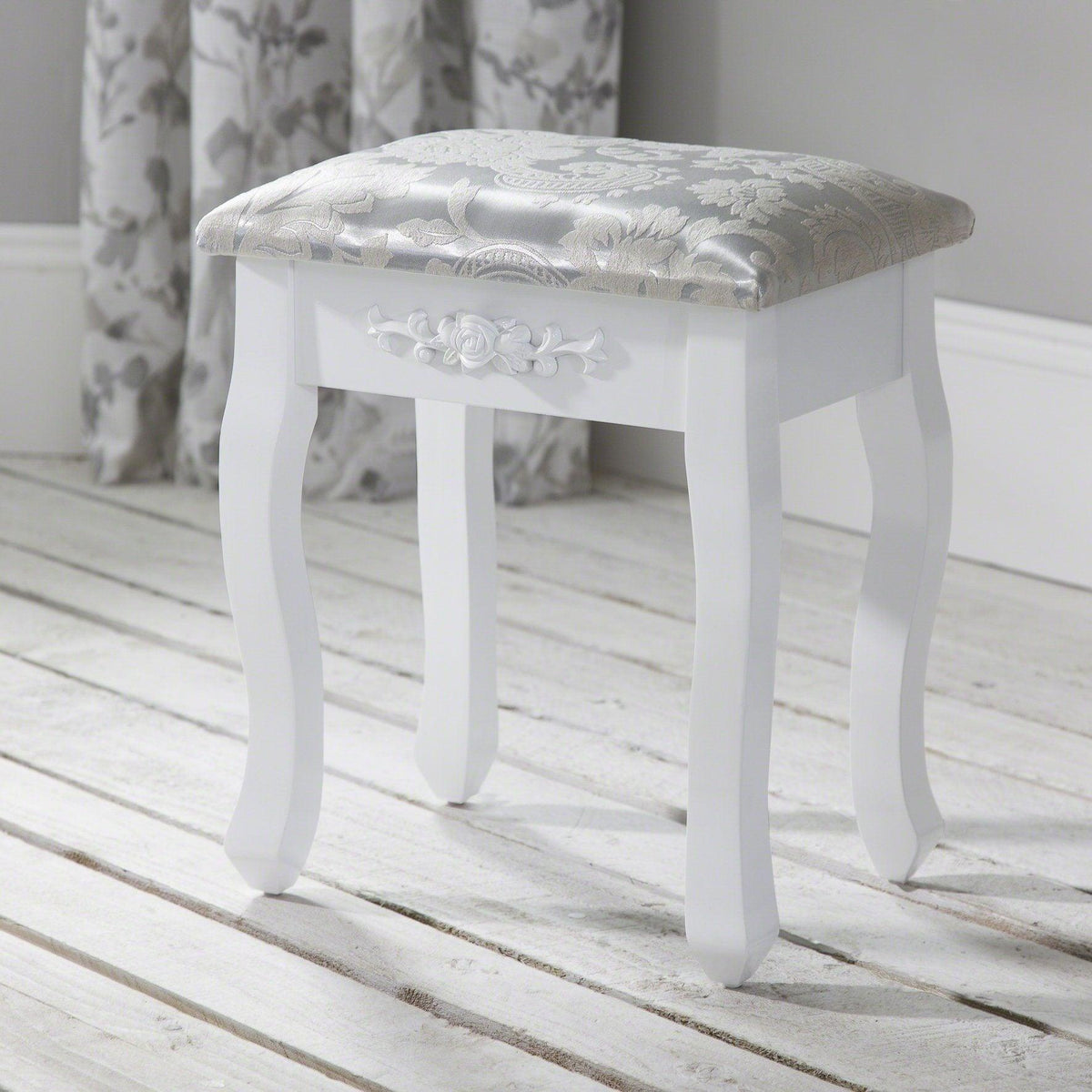 Monaco Dressing Table, Stool & Mirror Set - White Painted - In Stock Date - 2nd June 2020 - Laura James