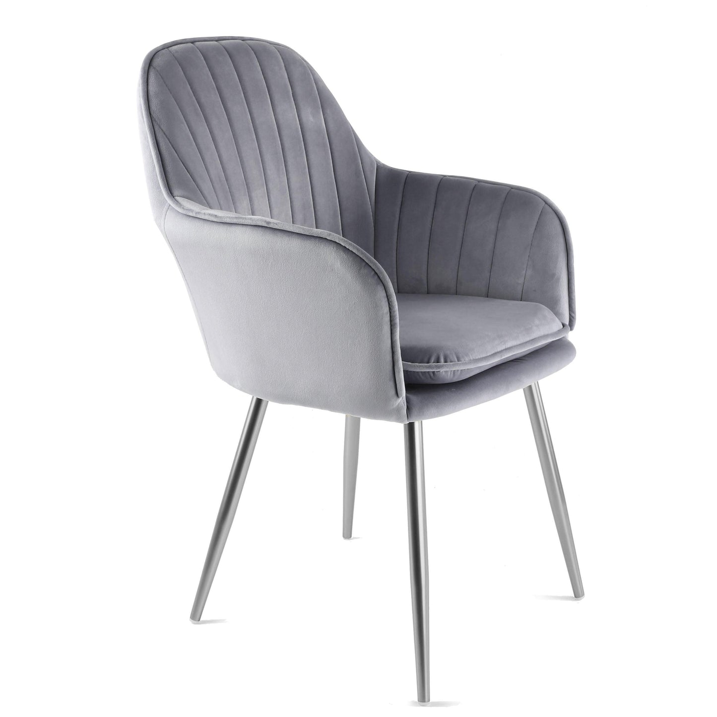 Muse accent chair – grey with silver legs - Laura James