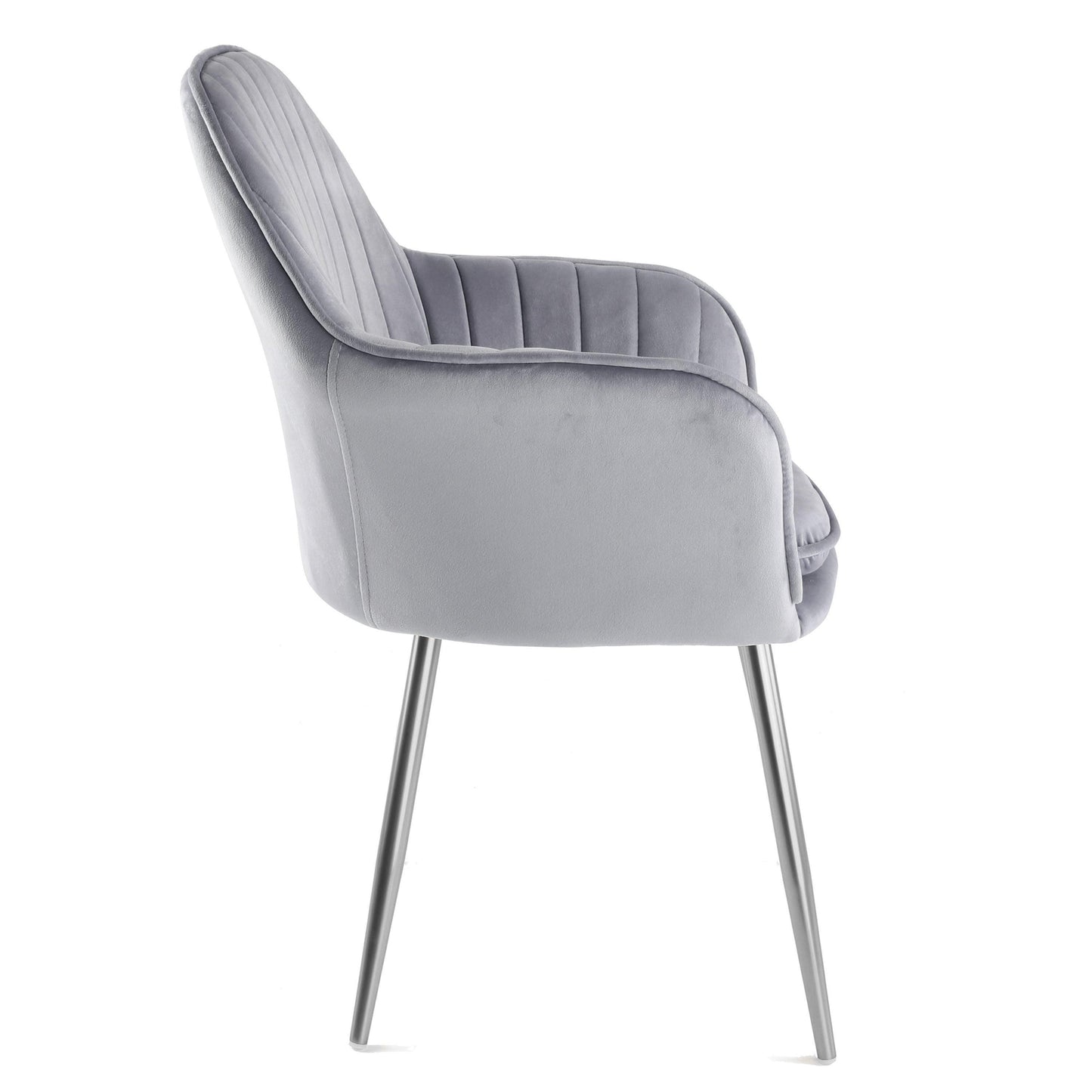 Muse accent chair – grey with silver legs - Laura James