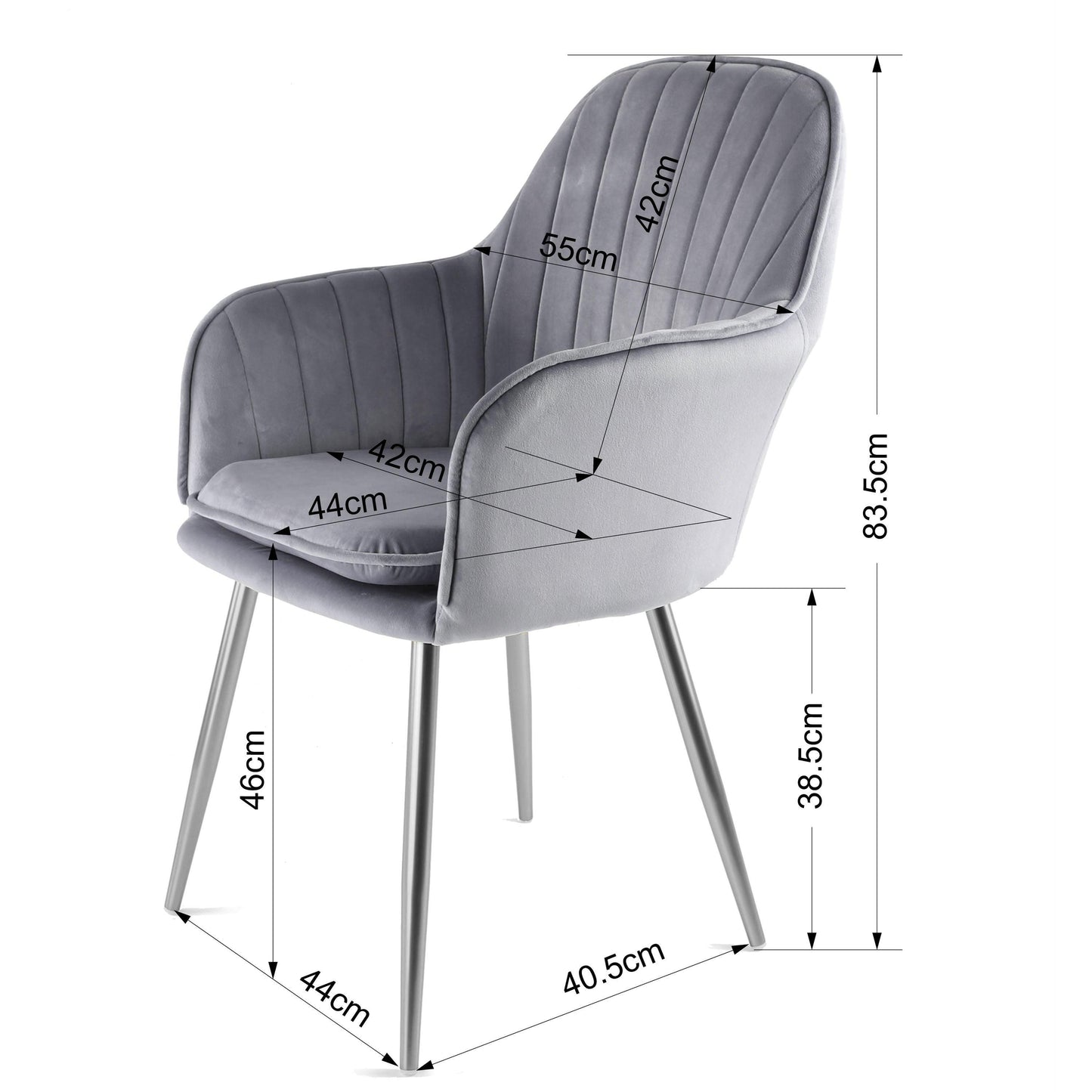Muse accent chair – grey with silver legs - Laura James