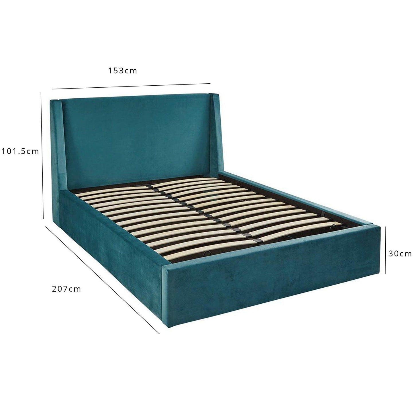 Teal double storage ottoman bed frame - Laura James