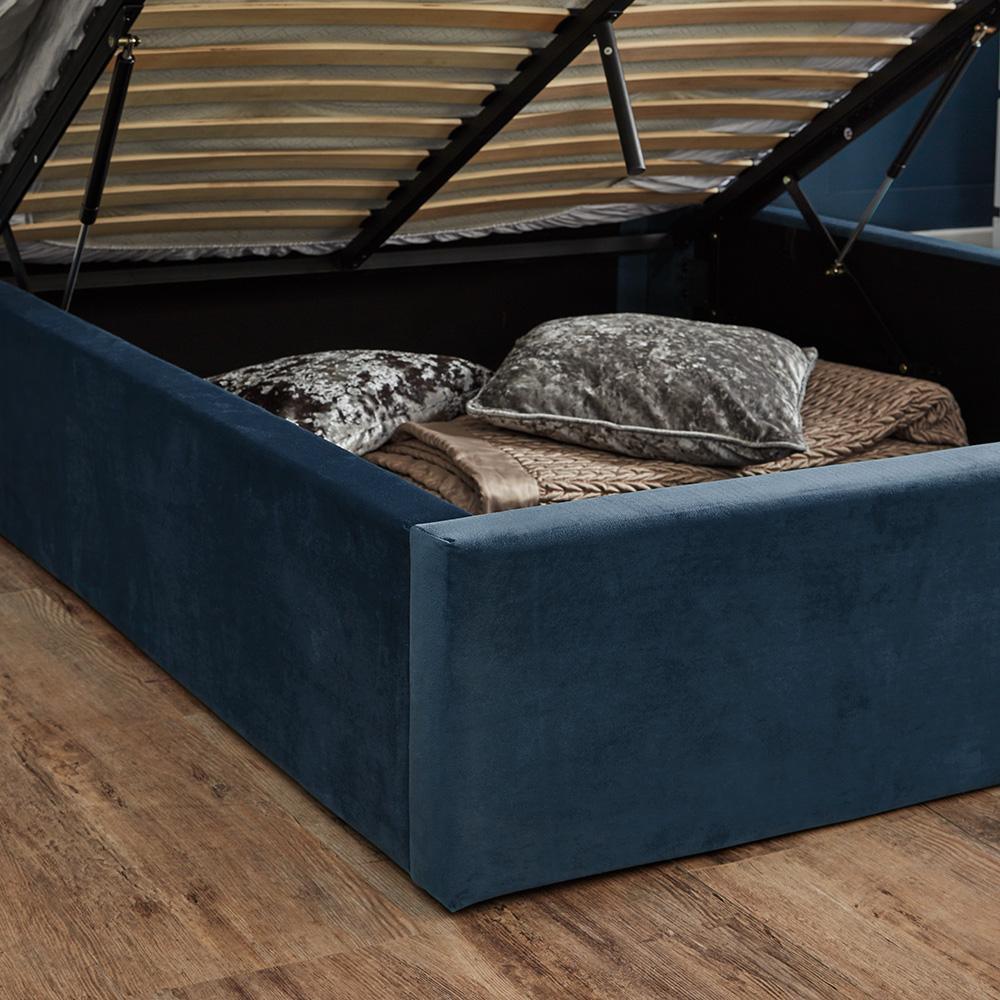 Blue velvet modern king size ottoman bed frame - Laura James