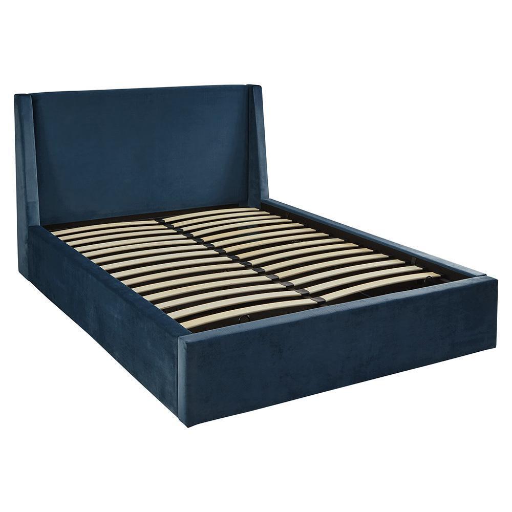 Blue velvet modern king size ottoman bed frame - Laura James