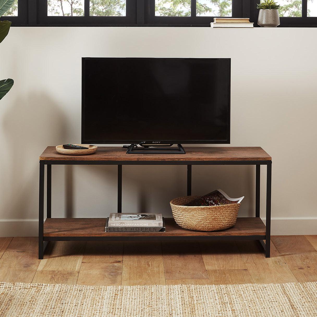 Outlet - Sheffield industrial TV stand - wood effect & metal frame - Laura James