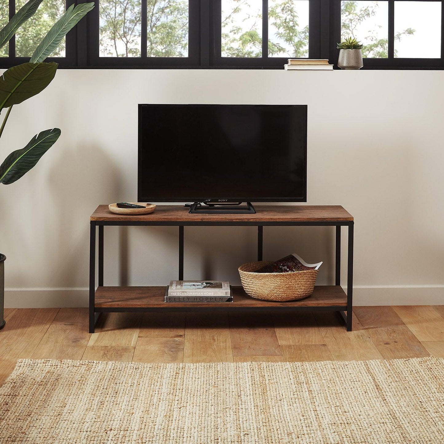 Outlet - Sheffield industrial TV stand - wood effect & metal frame - Laura James