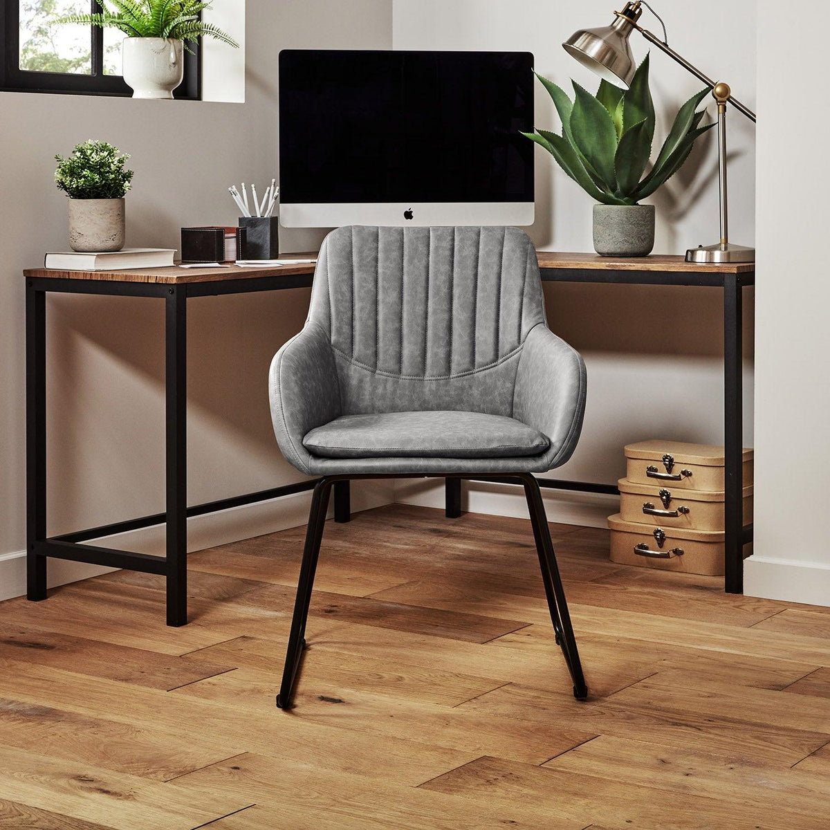 Outlet - Sheffield Office Chair - Grey - Faux Leather - Laura James