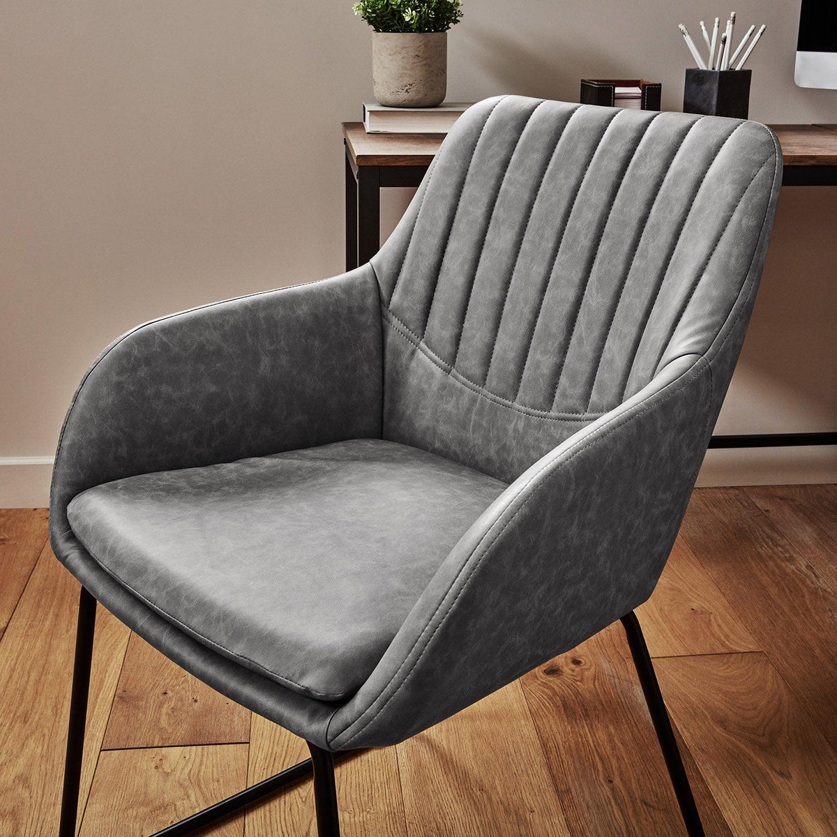 Outlet - Sheffield Office Chair - Grey - Faux Leather - Laura James