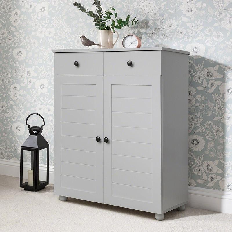 Grey Shoe Storage Cabinet Storage Cupboard Wooden - Laura James