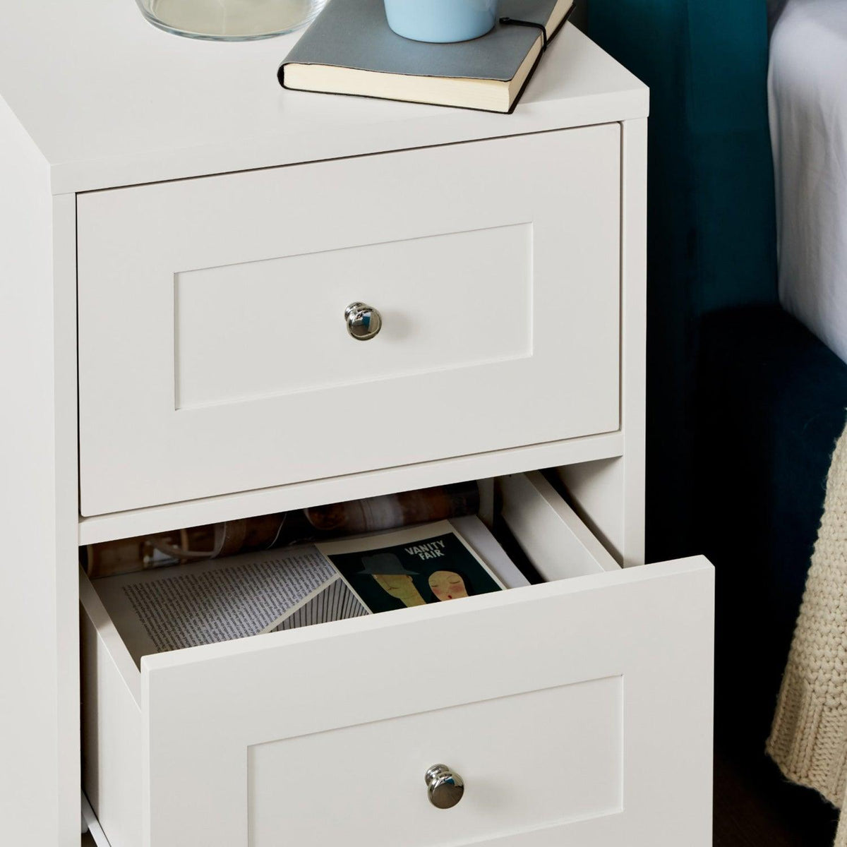 Outlet – Stevie Bedside Table - White - Laura James