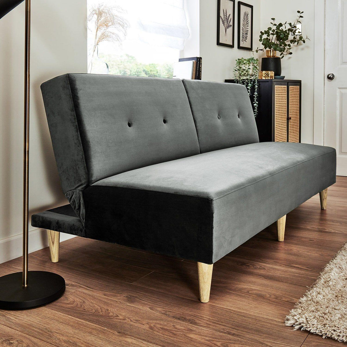 Outlet - Tamsin click clack sofa bed - grey velvet - Laura James