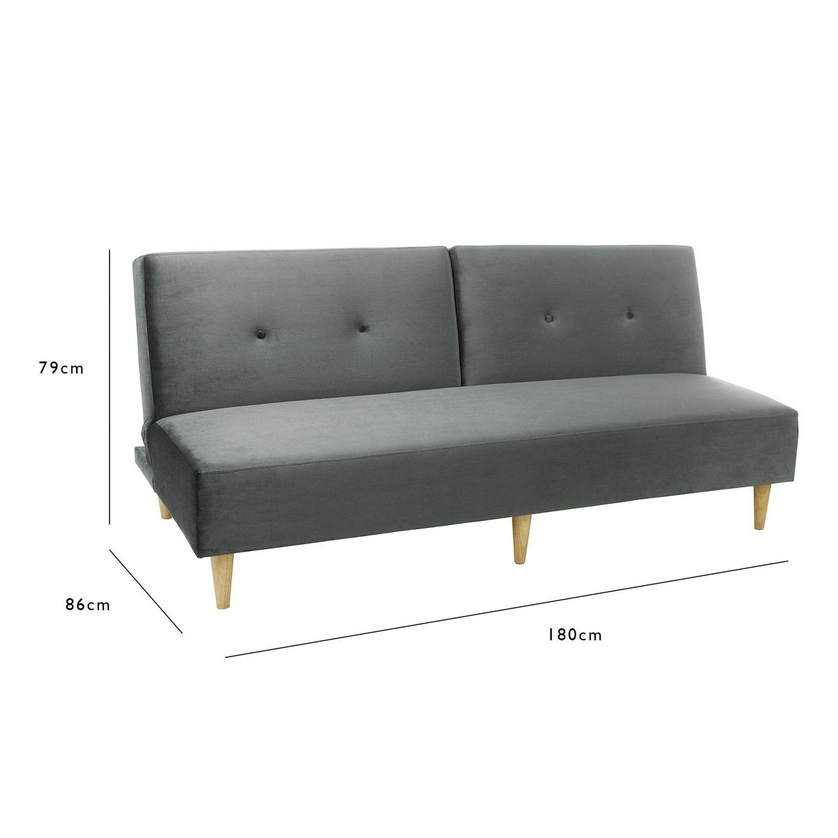 Outlet - Tamsin click clack sofa bed - grey velvet - Laura James