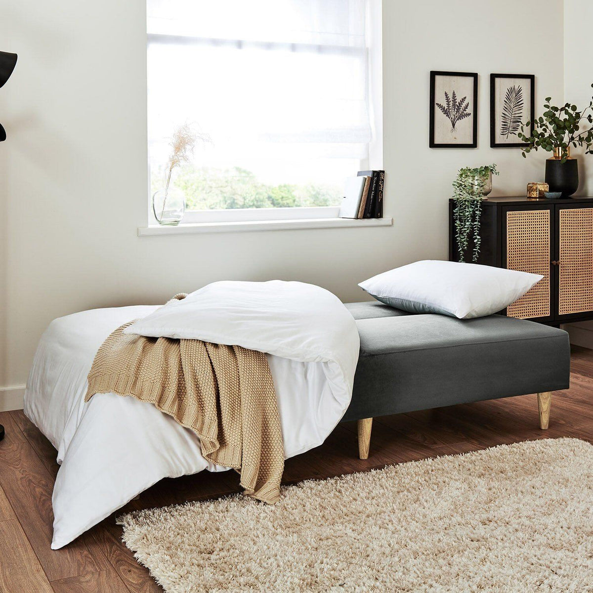 Outlet - Tamsin click clack sofa bed - grey velvet - Laura James