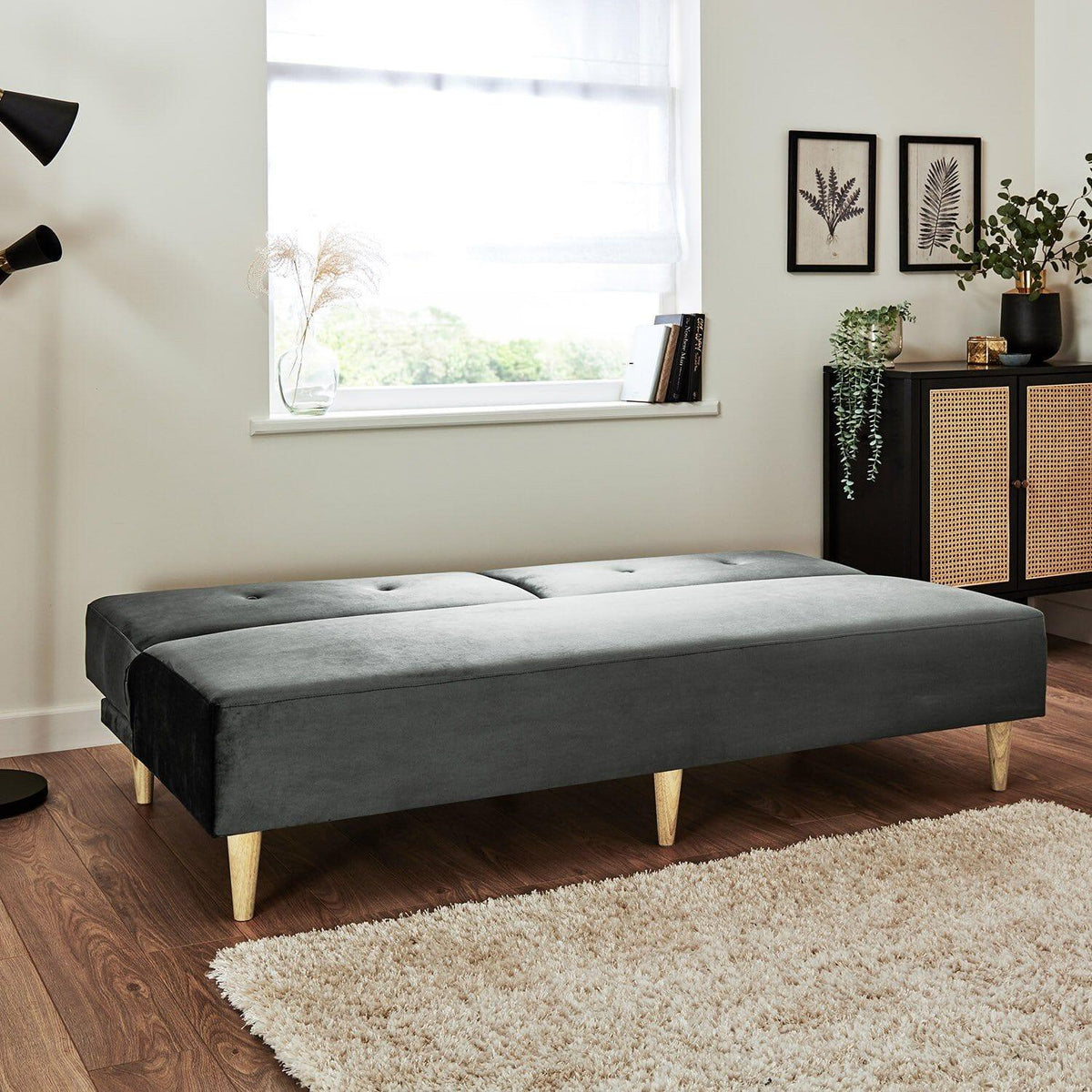 Outlet - Tamsin click clack sofa bed - grey velvet - Laura James